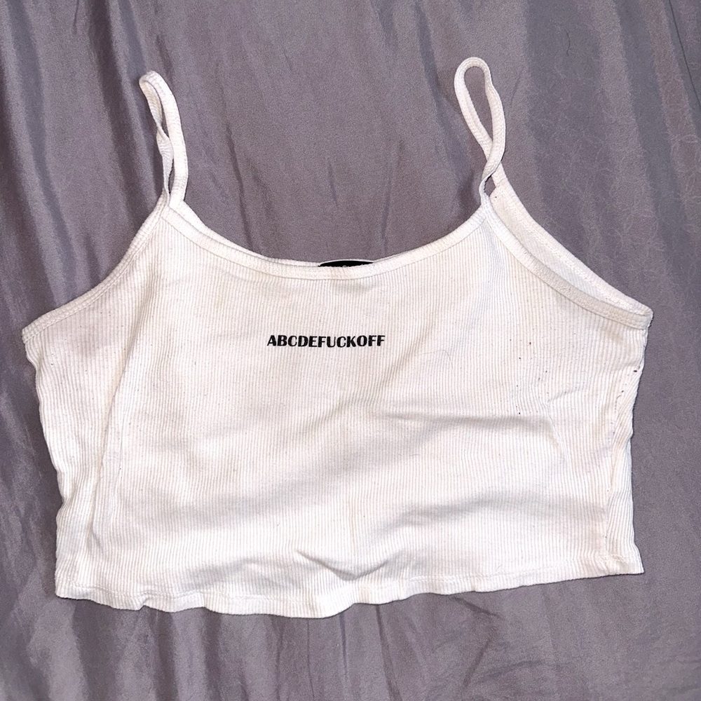 White Cropped Tank